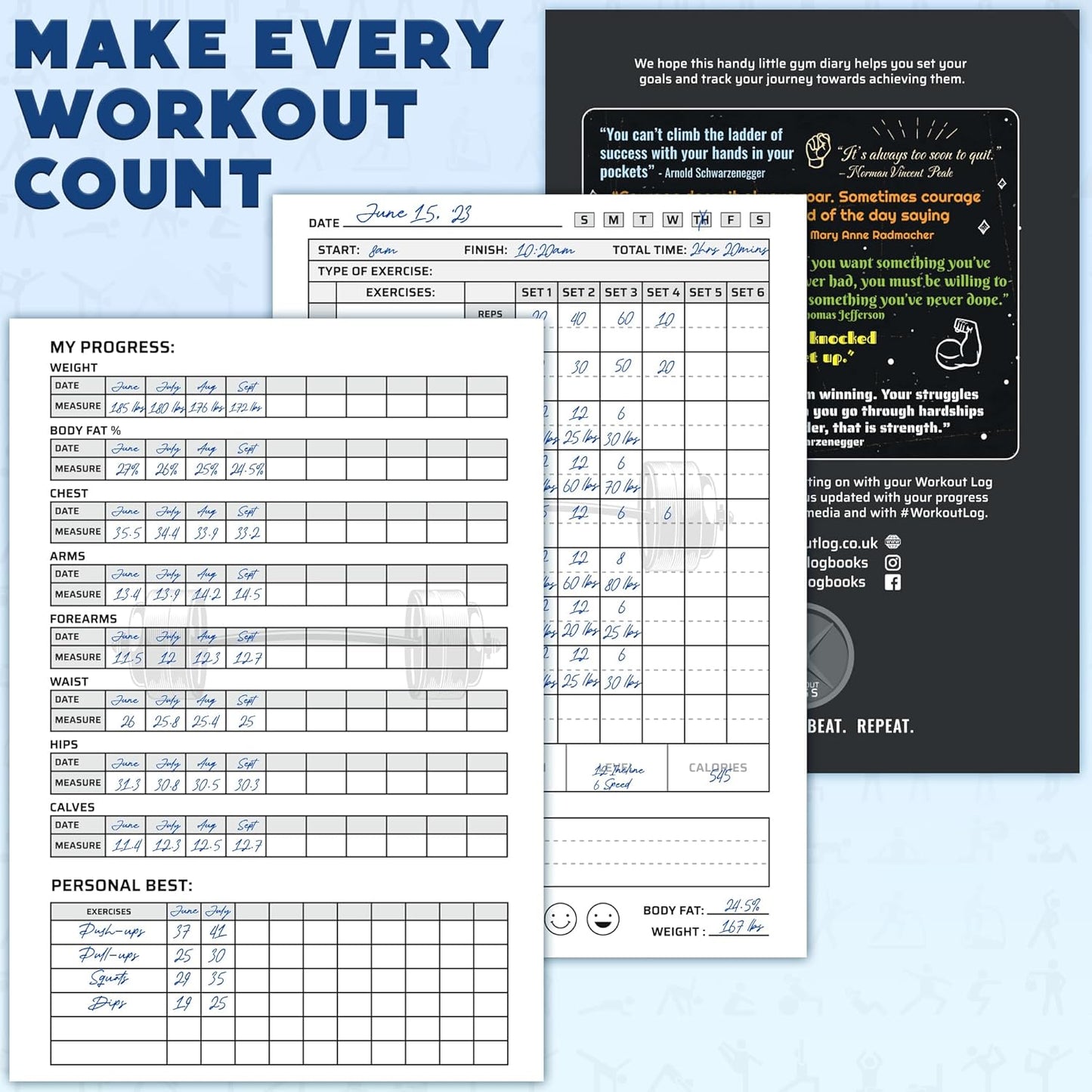 Workout Planner for Daily Fitness Tracking & Goals Setting (A5 Size, 6” X 8”, Charcoal Gray), Men & Women Personal Home & Gym Training Diary, Log Book Journal for Weight Loss by