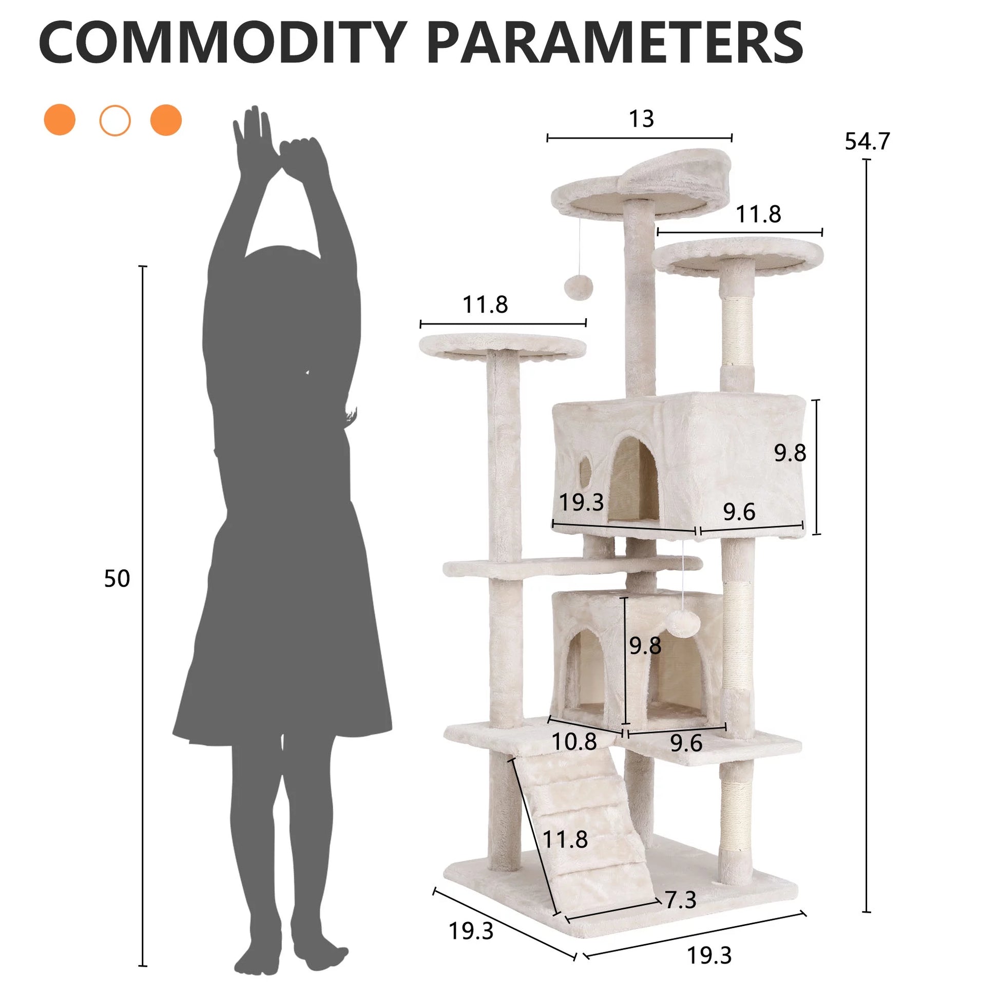 70" Cat Tree Cat Condo Cat Trees and Towers Multi-Level Activity Center Cat Playhouse with Sisal Scratching Posts & Perch for Kittens, Easy to Assemble, Ashy