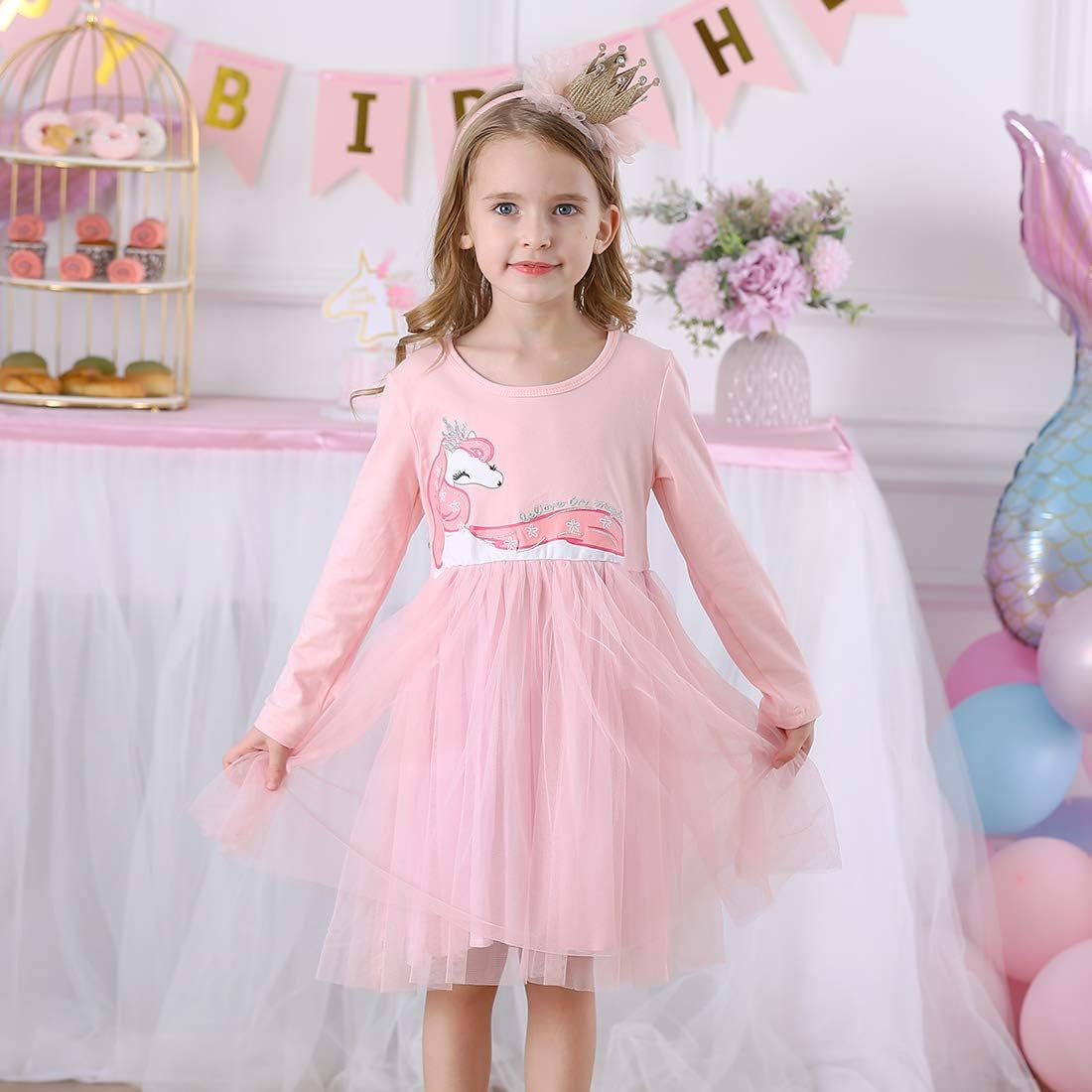 Girls Dresses for Winter Long Sleeve Toddler Girls Clothes Party Tutu Dresses for Little Girls 2-8 Years