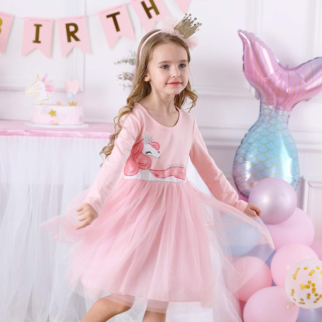 Girls Dresses for Winter Long Sleeve Toddler Girls Clothes Party Tutu Dresses for Little Girls 2-8 Years