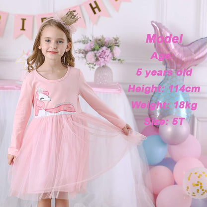 Girls Dresses for Winter Long Sleeve Toddler Girls Clothes Party Tutu Dresses for Little Girls 2-8 Years