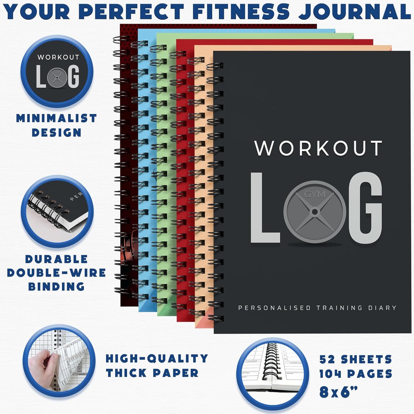 Workout Planner for Daily Fitness Tracking & Goals Setting (A5 Size, 6” X 8”, Charcoal Gray), Men & Women Personal Home & Gym Training Diary, Log Book Journal for Weight Loss by