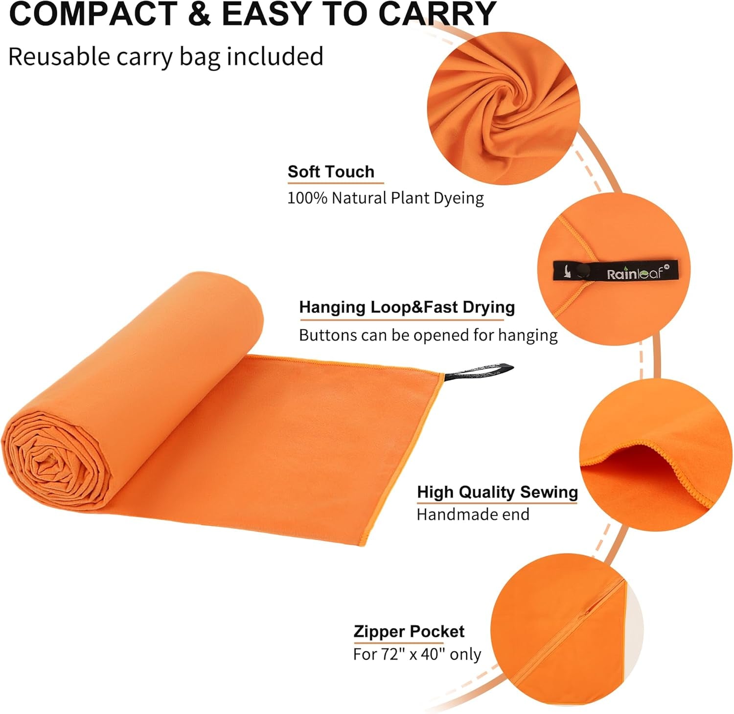 Microfiber Towel Perfect Travel & Sports &Beach Towel. Fast Drying - Super Absorbent - Ultra Compact. Suitable for Camping, Backpacking,Gym, Beach, Swimming,Yoga