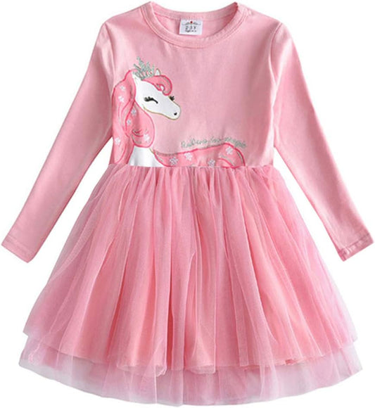 Girls Dresses for Winter Long Sleeve Toddler Girls Clothes Party Tutu Dresses for Little Girls 2-8 Years